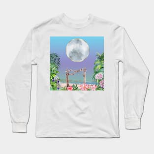 Full Moon over Tropical Island Long Sleeve T-Shirt